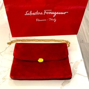 Salvatore Ferragamo Red Suede Crossbody